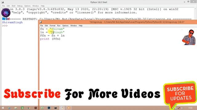 String Concatenation - Python Tutorial In Hindi for beginners смотреть онлайн