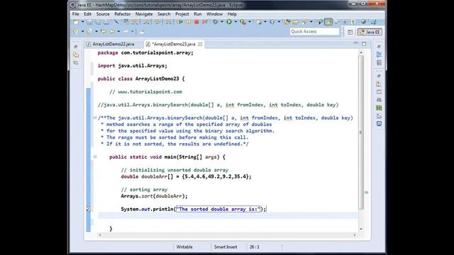 java.util.Arrays.binarySearch(double[] a, int fromIndex, int toIndex, double key) смотреть онлайн