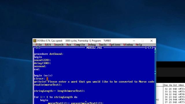 Turbo Pascal 7.1 on Windows 10 Text to Morse Code Program Part 3 смотреть онлайн