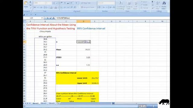 Confidence Interval about Mean 95 % Interval MS Excel смотреть онлайн