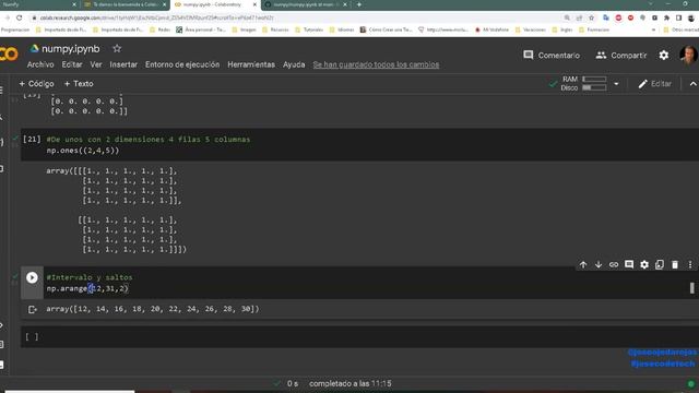 03 Creando diferentes arrays con Numpy смотреть онлайн