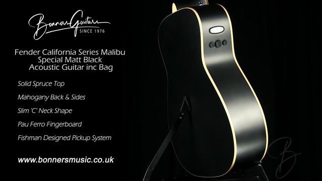 Fender California Series Malibu Special Matt Black Acoustic Guitar inc Bag | Bonners Guitar Store смотреть онлайн