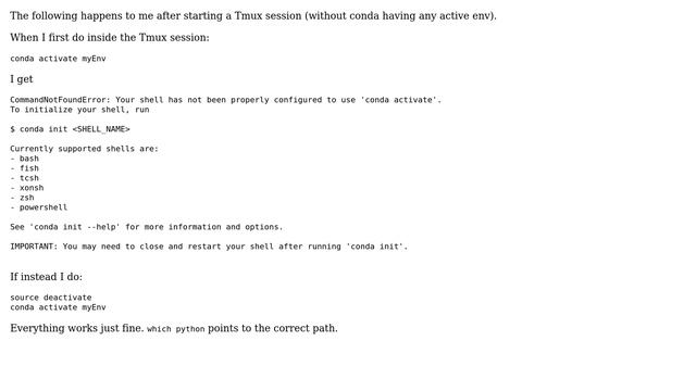 Unix & Linux: tmux is causing anaconda to use a different python source (7 Solutions!!) смотреть онлайн