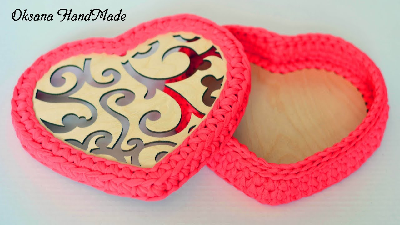 Корзина СЕРДЦЕ из трикотажной пряжи с крышкой. МАСТЕР КЛАСС смотреть онлайн