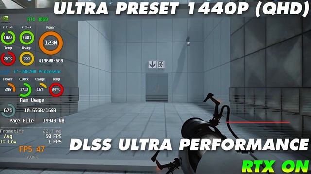 Portal with RTX | RTX 3060 Laptop 130W + i7-10870H | 4K, 1440P, 1080P | RTX DLSS ON/OFF Benchmarks! смотреть онлайн