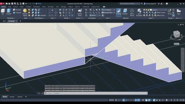 AutoCAD 2023 3D tutorial for beginners || AutoCAD House Design (3D) | 3D Staircase | Part - 30 смотреть онлайн