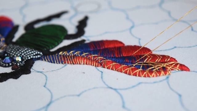 "Scarab Beetle" embroidered painting. смотреть онлайн