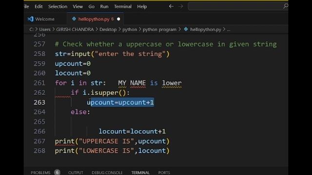 uppercase and lowercase in Python 3.6.11 смотреть онлайн