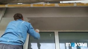 Нанесение камешковой декоративной штукатурки Ceresit CT174 на фасадах дома, утеплённого 5 лет назад
