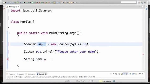 Reading input from the keyboard in Java смотреть онлайн