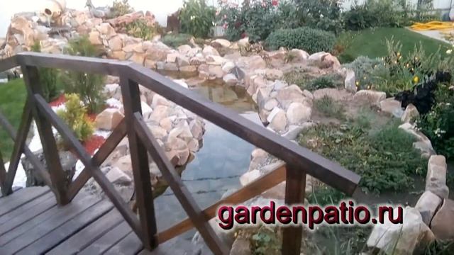 Гарденпатио водопад с ручьем и прудиком. gardenpatio.ru смотреть онлайн