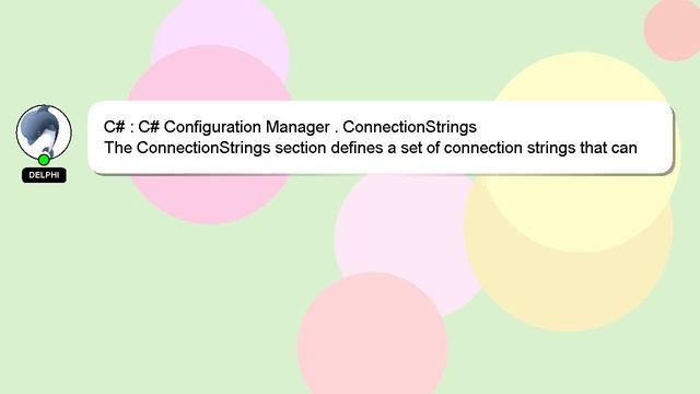 C# : C# Configuration Manager . ConnectionStrings смотреть онлайн