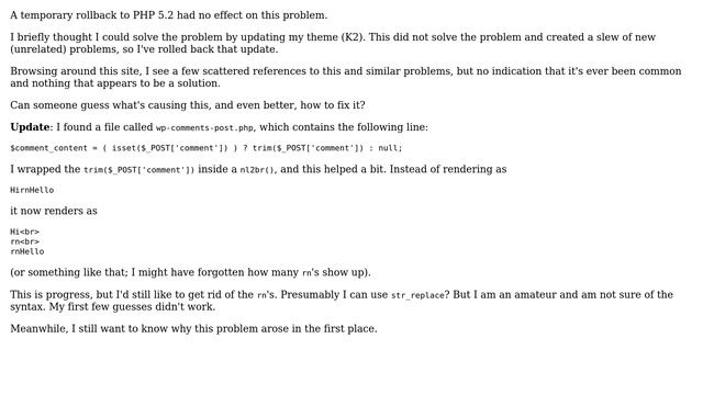 Wordpress: WordPress replacing all line breaks in comments with "rn" смотреть онлайн