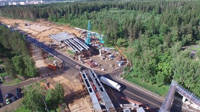 5й пусковой участок ЦКАД. Эстакада у станции Звенигород. 4К смотреть онлайн