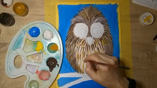 Как нарисовать сову. Гуашь смотреть онлайн