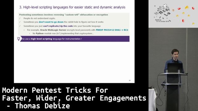 Hack.lu 2018: Modern Pentest Tricks For Faster, Wider, Greater Engagements - Thomas Debize смотреть онлайн