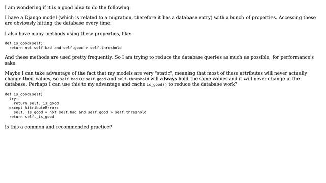Django: caching properties for non-changing entries смотреть онлайн