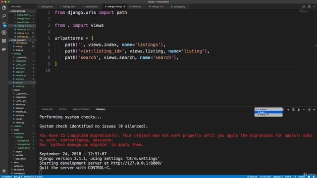 Python Django Dev To Deployment Project Based Course - Listings URLs & Template - Video 17 - Brad смотреть онлайн