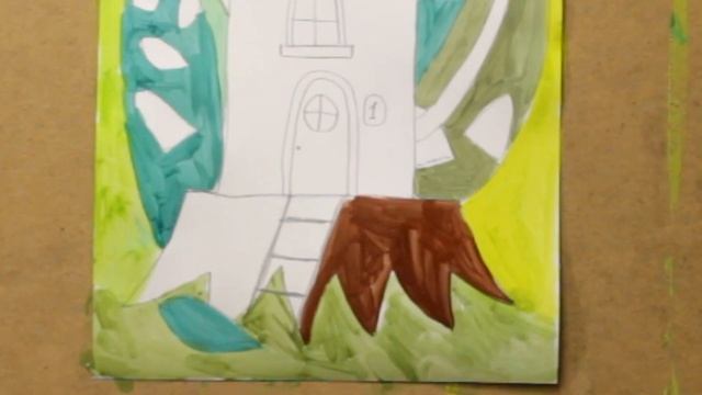 Урок рисованы "Сказочный домик». Учим как получить разные оттенки зеленого смотреть онлайн