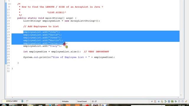 JAVA HOW TO FIND THE SIZE OF AN ARRAYLIST смотреть онлайн