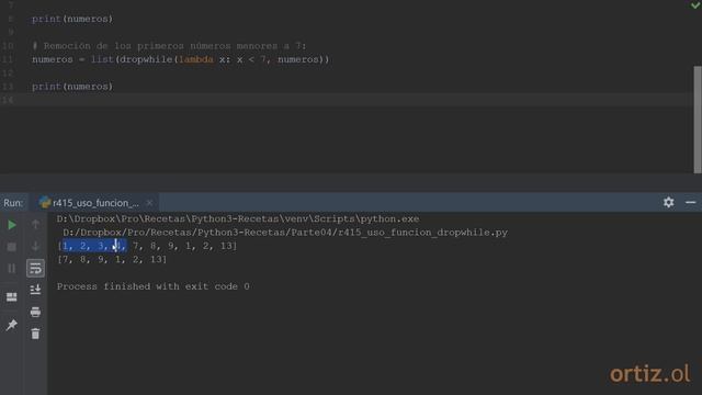 Python 3 - Receta 74: Uso de la Función dropwhile del Módulo itertools смотреть онлайн
