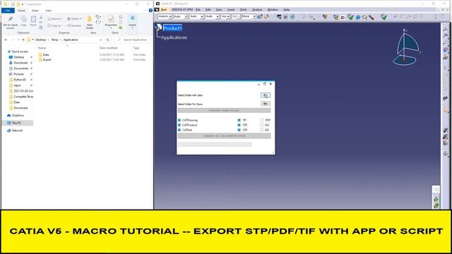 CATIA V5 MACRO - EXPORT TO STP / PDF / TIF WITH SCRIPT OR APPLICATION смотреть онлайн