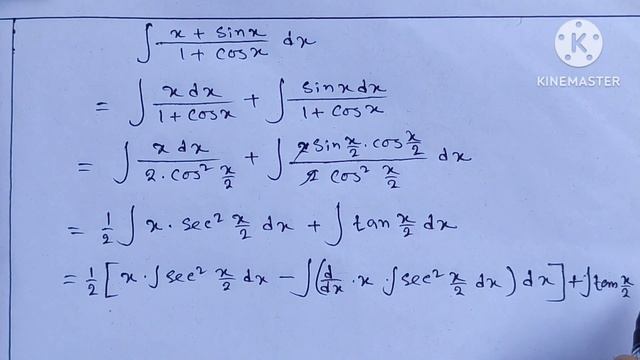 integrate (x+sinx) /(1+cosx) dx смотреть онлайн