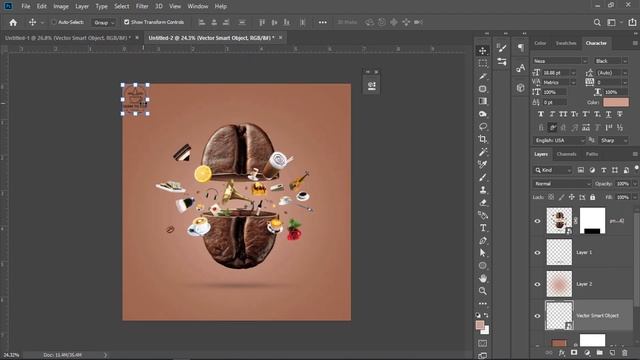 Photoshop - Coffee Ads how to design brand promo ads design смотреть онлайн