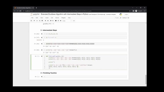 Extended Euclidean Algorithm with Intermediate Steps in Python! смотреть онлайн