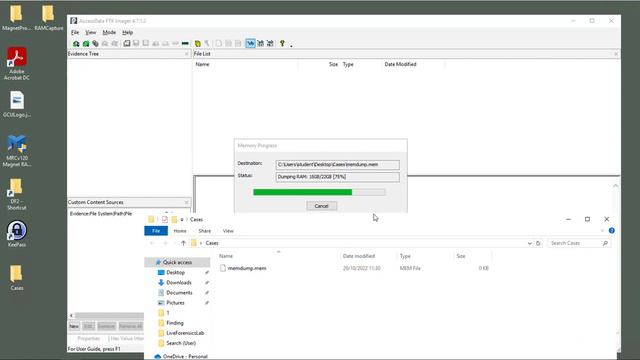Memory Dump Acquiring RAM using FTK Imager for Windows 10, Live Forensics, Ping activity within RA смотреть онлайн