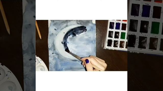 Рисуем луну акварелью смотреть онлайн
