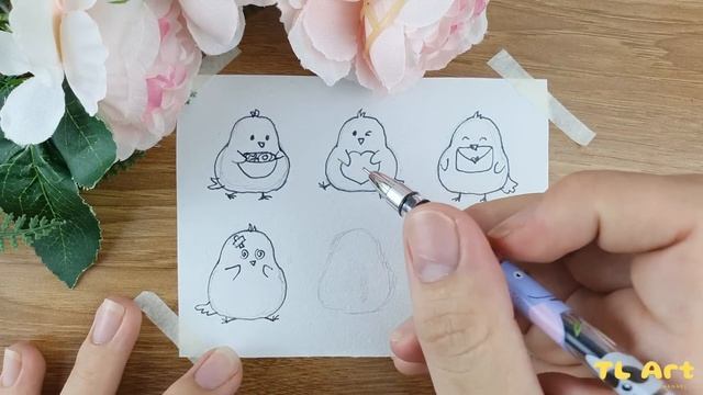 Quick sketch of 6 happy chickens | Draw with TL смотреть онлайн