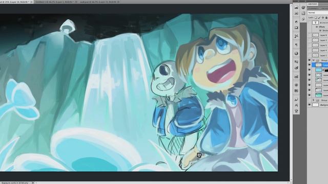 Speed paint : Undertale - Exploring the waterfalls with sans смотреть онлайн