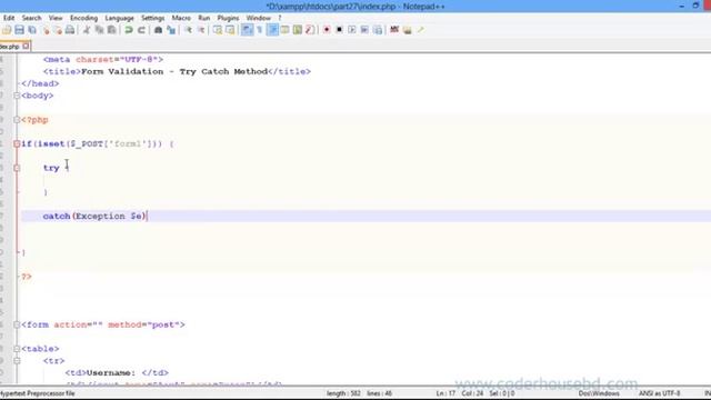 PHP Tutorial Bengali Part 31 Form Validation Try, Catch concept 1 смотреть онлайн