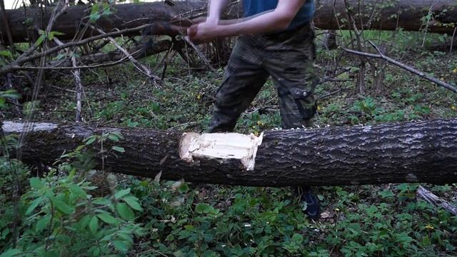 Тестирование лесного топора. Легкий топор, рубка и колка вдоль бревен до 40 см. смотреть онлайн