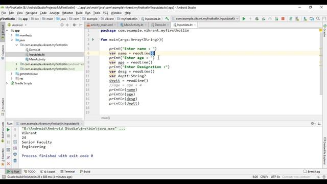 Kotlin in Hindi (Lecture 8), Taking input from user - Full tutorial on Android App Development смотреть онлайн
