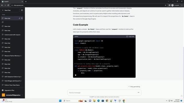 Python Inspect Lookup the data type for a property in a GAE db model Class
