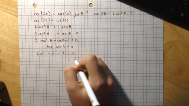 Cos(2x) = Cos(x)   -   Inverse Trig Functions