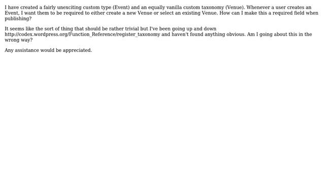 Wordpress: Require Custom Taxonomy for Custom Type смотреть онлайн