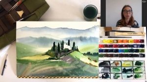 Мастер-класс по акварели «Холмы Тосканы». Рисуем пейзаж Тосканы акварелью.