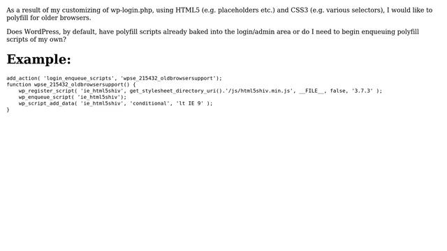 Wordpress: HTML5/CSS3 Polyfill for wp-login.php смотреть онлайн