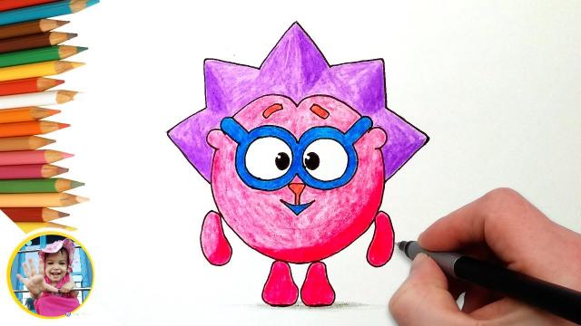 Учимся поэтапно рисовать СМЕШАРИКА ЁЖИКА.mp4 смотреть онлайн