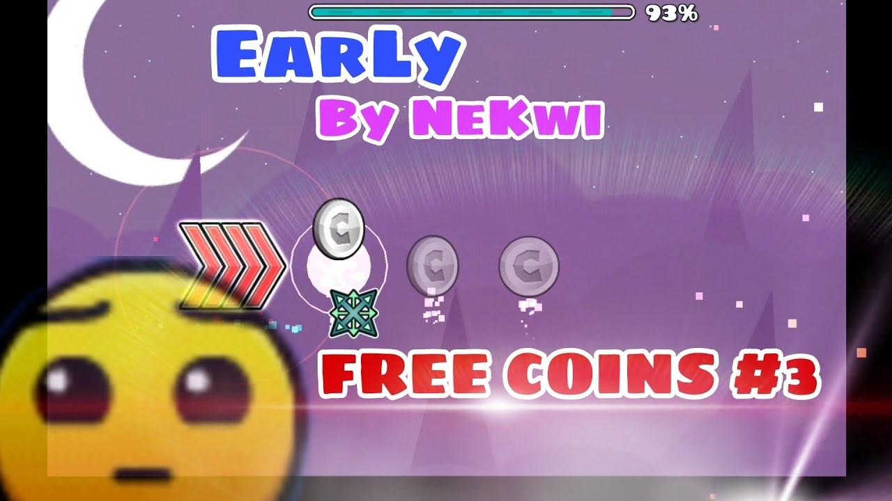 БЕСПЛАТНЫЕ МОНЕТЫ #3: EarLy by NeKwi (Hard 5*) [3 coins] | Geometry Dash смотреть онлайн