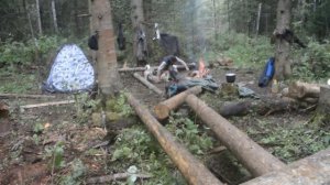 Строим избу.Ставим  сруб.Лесная изба # 1.