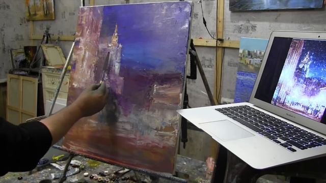 Игорь Сахаров, научиться писать маслом, городской пейзаж смотреть онлайн