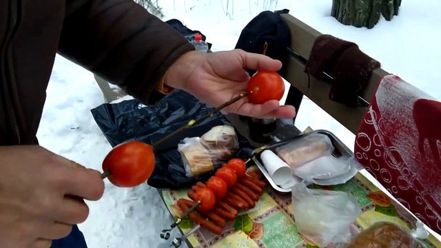 Шашлычок под коньячок, зимой, вкусно очень!!! смотреть онлайн