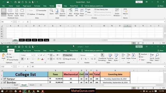 How to Arrange Windows Horizontal in excel- Arrange Windows Horizontal in excel Tutorials in Hindi смотреть онлайн