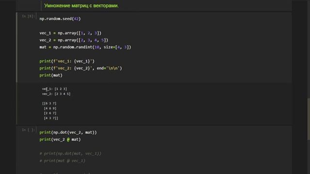 ► 10. МАТРИЦЫ И ВЕКТОРА | Курс по Numpy. смотреть онлайн