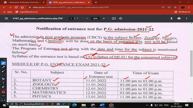 MLSU M.Sc. PG ENTRANCE EXAM 2021-22 EXAM SCHEDULE DECLARED i ADMIT CARD I EXAM PATTERNS I SYLLABUS смотреть онлайн
