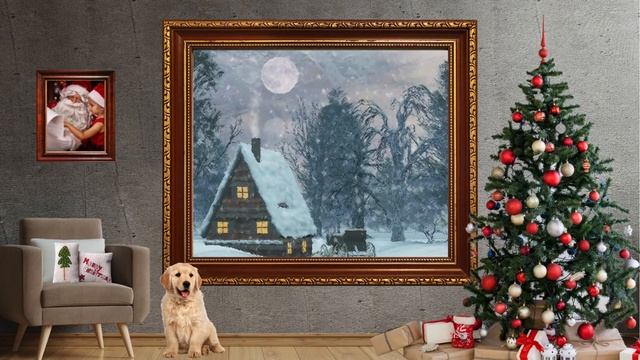 Animated Christmas Art - Christmas Cottage Wall Art - Christmas Ambiance - HD - 1HR смотреть онлайн